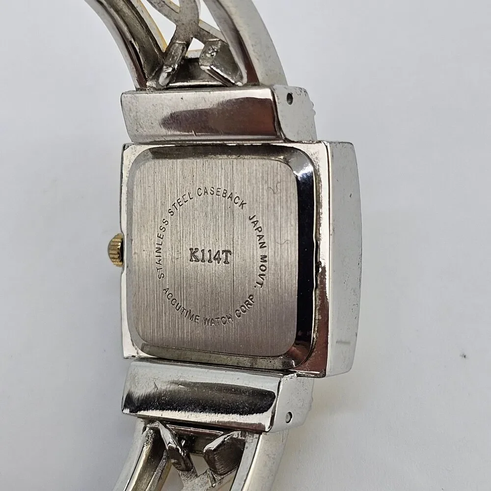 Vivani Women's Cuff‎ Watch 25MM White Dial Two Tone Bracelet Band 6